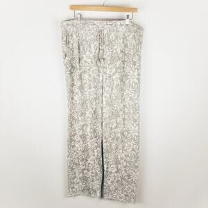Soft Surroundings Tina Terry Floral Pull On Pants Grey Women’s Size XL